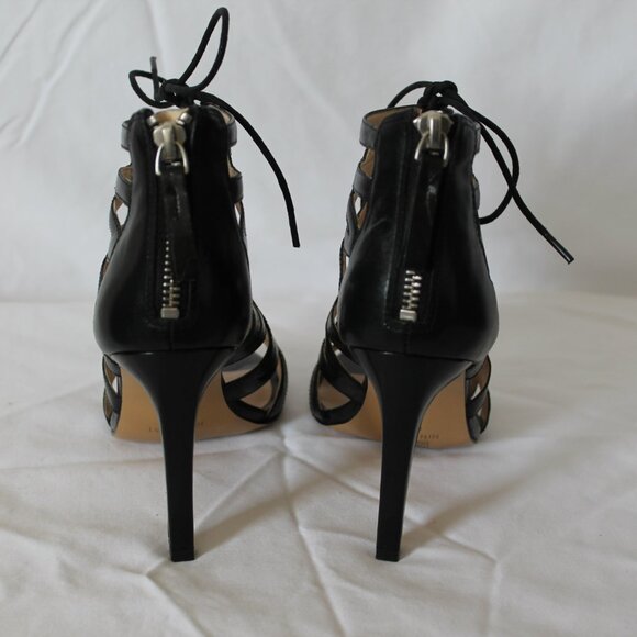 NINE WEST, 6.5US Black Leather upper open toe sandal heels - Picture 3 of 4